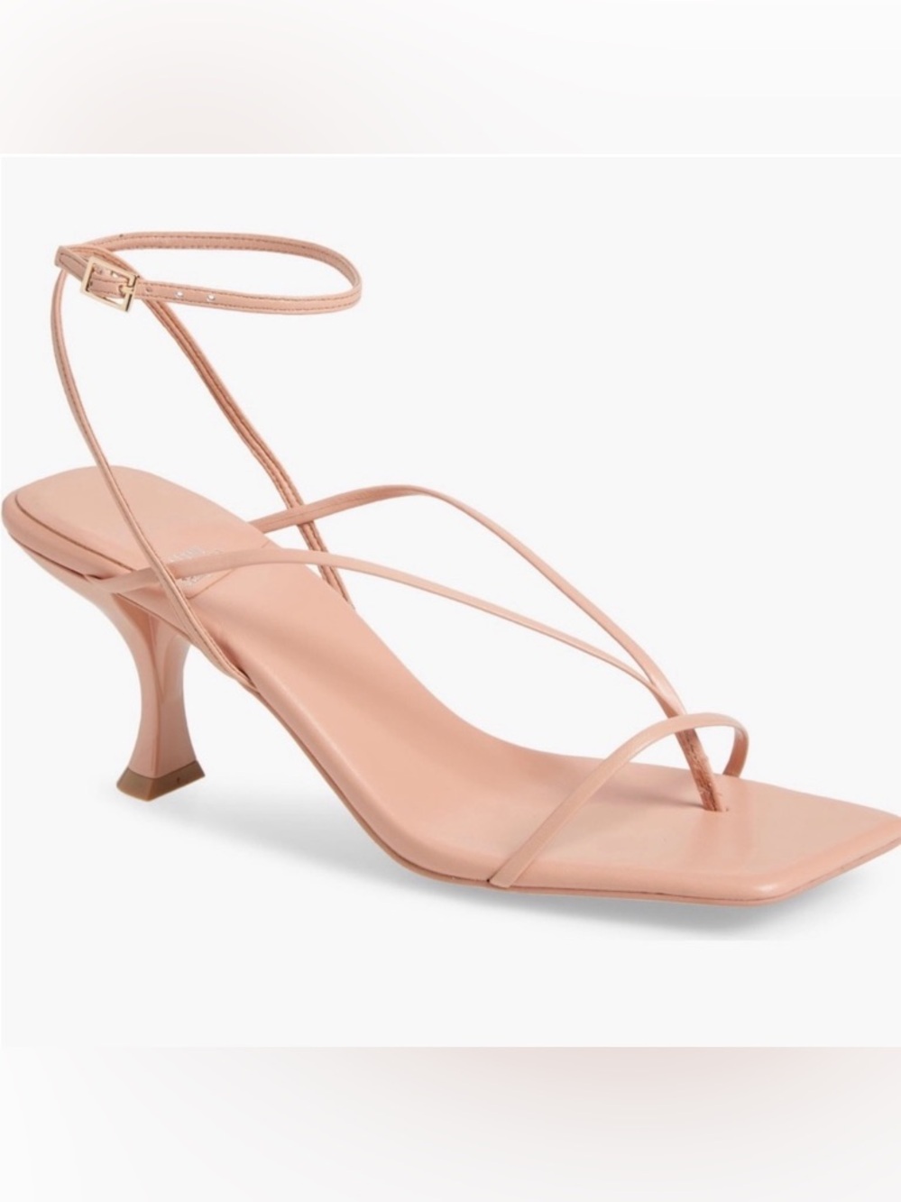 Jeffrey Campbell FLUXX Strappy Ankle-Tie thong Sandal in Nude Pink kitten heels